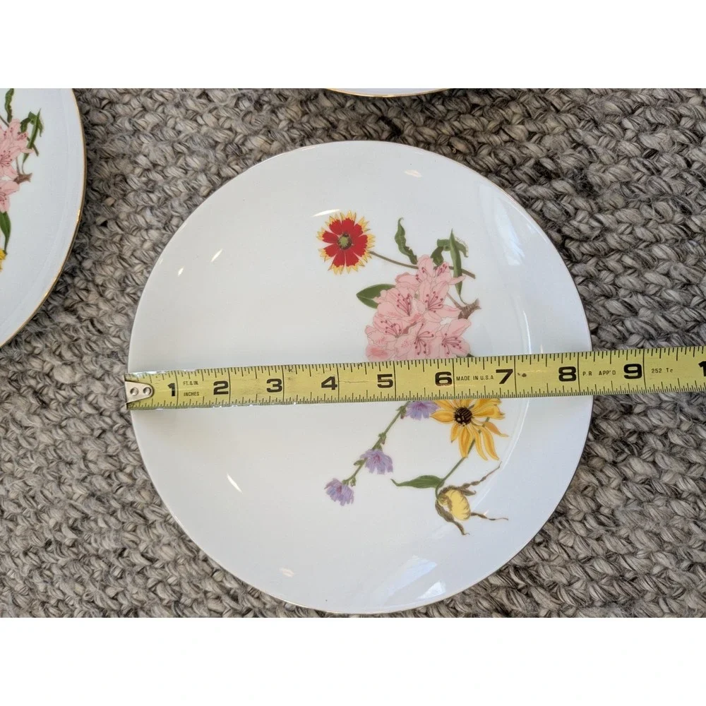 Vintage Set of 4‎ Otagiri American Wildflowers New England Salad Plates 8.25